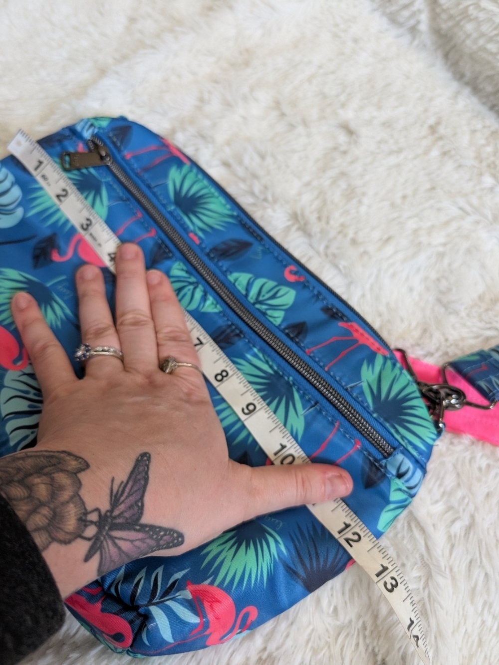 Lug Flare Blue Tropical Flamingo Print Crossbody Bag Purse New - Picture 6 of 8